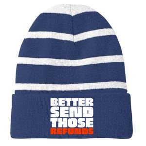 Better Send Those The Refunds Cincy Cincinnati Football Striped Beanie with Solid Band