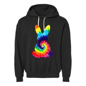 Bunny Silhouette Tie Dye, Funny Boy Girl Kid Garment-Dyed Fleece Hoodie