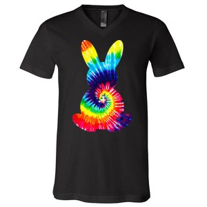 Bunny Silhouette Tie Dye, Funny Boy Girl Kid V-Neck T-Shirt