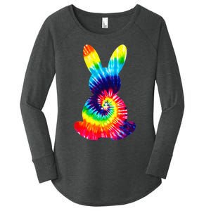 Bunny Silhouette Tie Dye, Funny Boy Girl Kid Women's Perfect Tri Tunic Long Sleeve Shirt