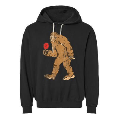Bigfoot Sasquatch Table Tennis Ping Pong Player King Garment-Dyed Fleece Hoodie