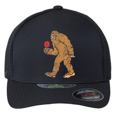 Bigfoot Sasquatch Table Tennis Ping Pong Player King Flexfit Unipanel Trucker Cap