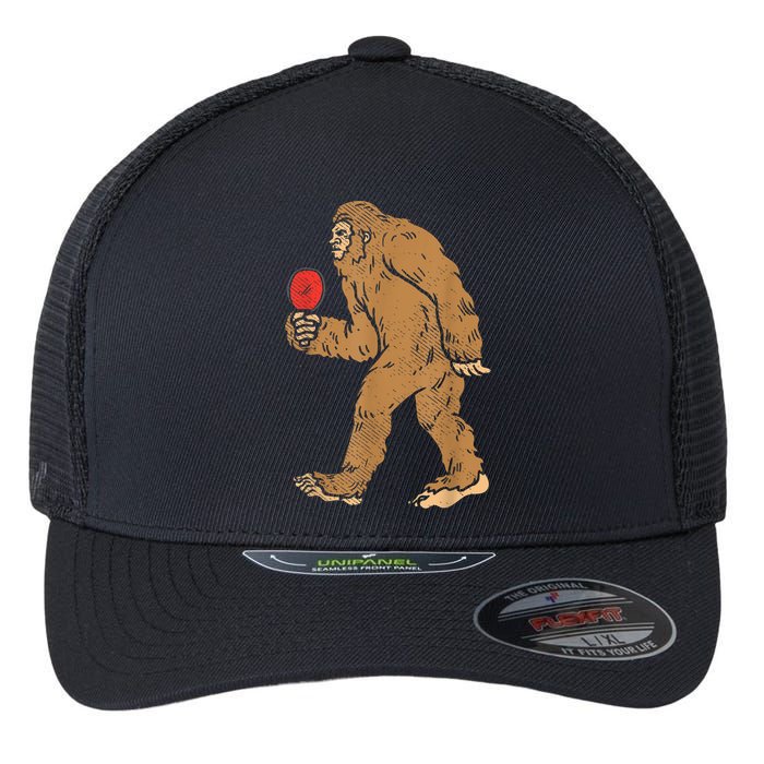 Bigfoot Sasquatch Table Tennis Ping Pong Player King Flexfit Unipanel Trucker Cap