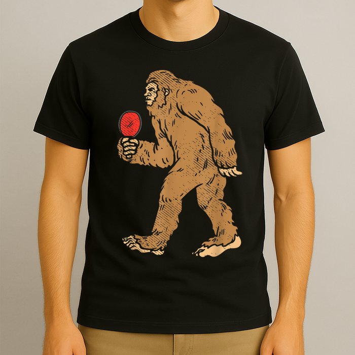 Bigfoot Sasquatch Table Tennis Ping Pong Player King T-Shirt