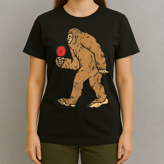 Bigfoot Sasquatch Table Tennis Ping Pong Player King T-Shirt