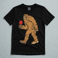 Bigfoot Sasquatch Table Tennis Ping Pong Player King T-Shirt