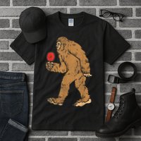 Bigfoot Sasquatch Table Tennis Ping Pong Player King Tall T-Shirt