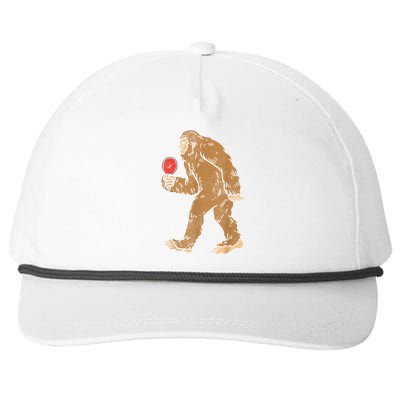 Bigfoot Sasquatch Table Tennis Ping Pong Player King Snapback Five-Panel Rope Hat