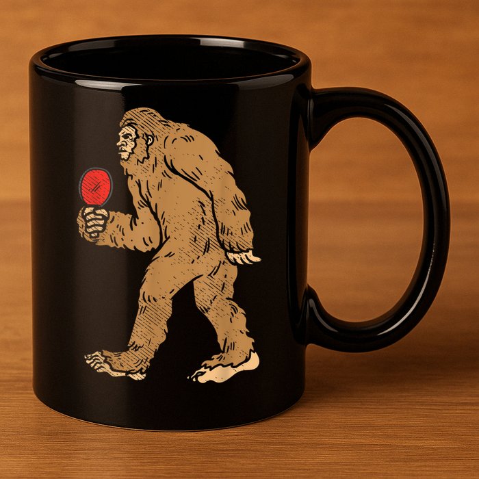 Bigfoot Sasquatch Table Tennis Ping Pong Player King 11oz C Handle Ceramic Mug