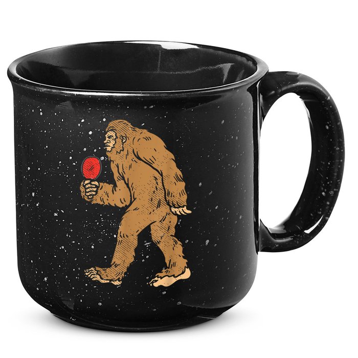 Bigfoot Sasquatch Table Tennis Ping Pong Player King 15oz Campfire Ceramic Mug