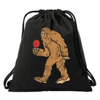 Bigfoot Sasquatch Table Tennis Ping Pong Player King Drawstring Bag