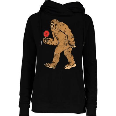Bigfoot Sasquatch Table Tennis Ping Pong Player King Womens Funnel Neck Pullover Hood