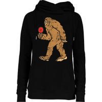 Bigfoot Sasquatch Table Tennis Ping Pong Player King Womens Funnel Neck Pullover Hood