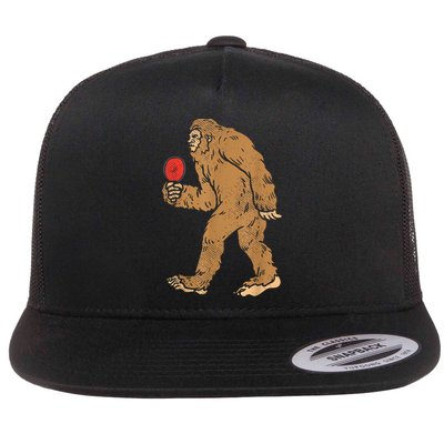 Bigfoot Sasquatch Table Tennis Ping Pong Player King Flat Bill Trucker Hat