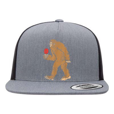 Bigfoot Sasquatch Table Tennis Ping Pong Player King Flat Bill Trucker Hat