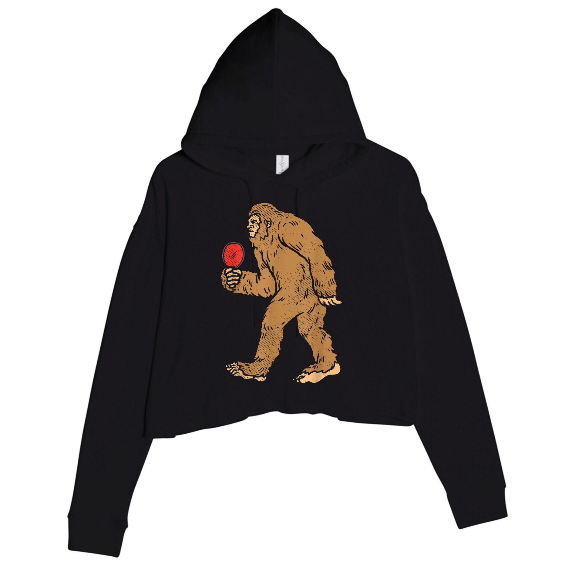 Bigfoot Sasquatch Table Tennis Ping Pong Player King Crop Fleece Hoodie