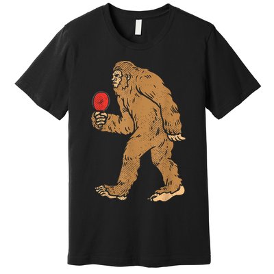 Bigfoot Sasquatch Table Tennis Ping Pong Player King Premium T-Shirt