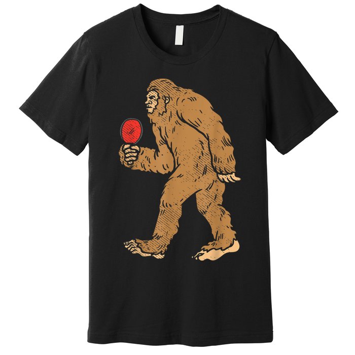 Bigfoot Sasquatch Table Tennis Ping Pong Player King Premium T-Shirt
