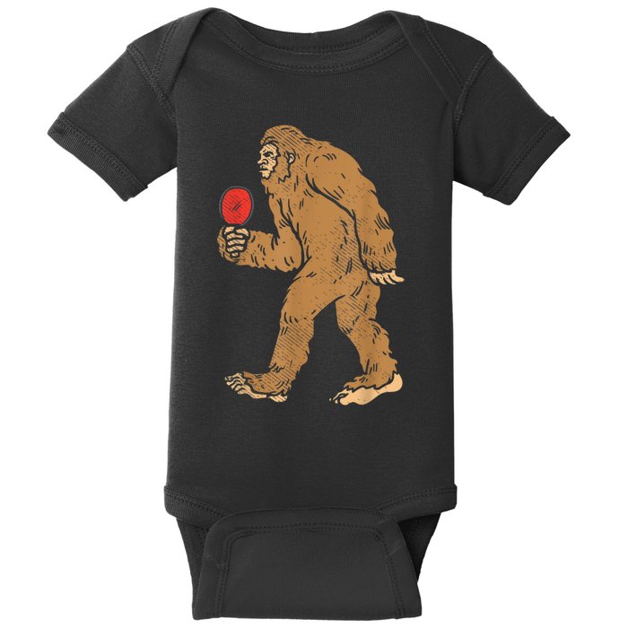 Bigfoot Sasquatch Table Tennis Ping Pong Player King Baby Bodysuit