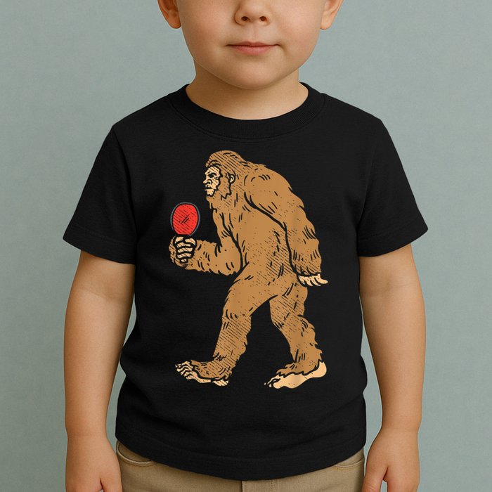 Bigfoot Sasquatch Table Tennis Ping Pong Player King Toddler T-Shirt
