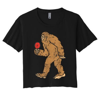 Bigfoot Sasquatch Table Tennis Ping Pong Player King Crop Top