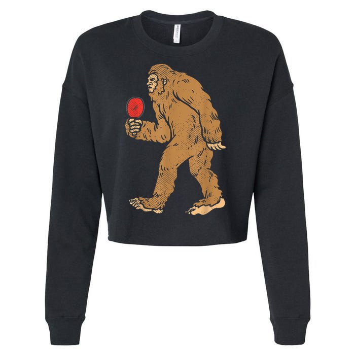Bigfoot Sasquatch Table Tennis Ping Pong Player King Cropped Pullover Crew
