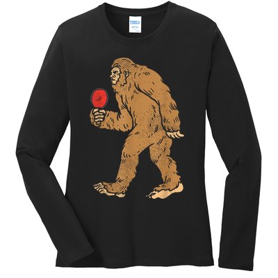 Bigfoot Sasquatch Table Tennis Ping Pong Player King Ladies Long Sleeve Shirt