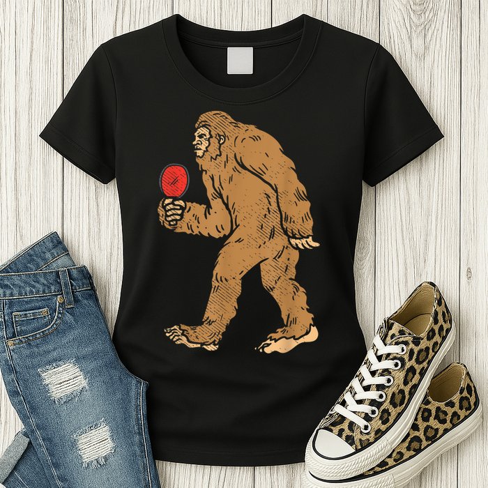 Bigfoot Sasquatch Table Tennis Ping Pong Player King Womens T-Shirt