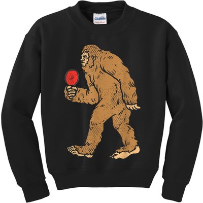 Bigfoot Sasquatch Table Tennis Ping Pong Player King Kids Sweatshirt
