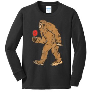 Bigfoot Sasquatch Table Tennis Ping Pong Player King Kids Long Sleeve Shirt