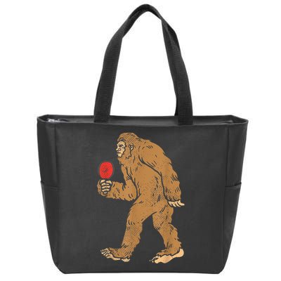 Bigfoot Sasquatch Table Tennis Ping Pong Player King Zip Tote Bag