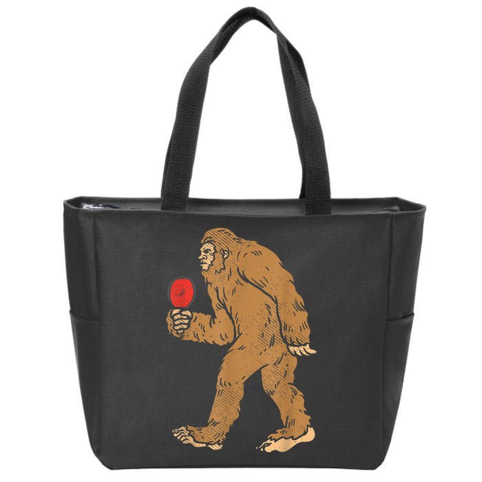 Bigfoot Sasquatch Table Tennis Ping Pong Player King Zip Tote Bag