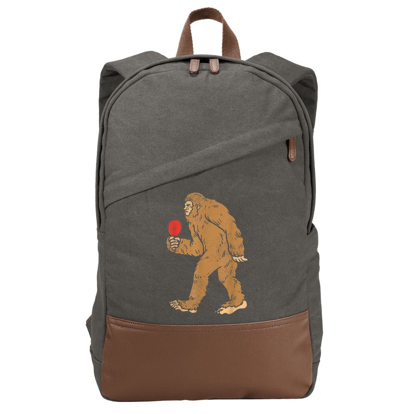 Bigfoot Sasquatch Table Tennis Ping Pong Player King Cotton Canvas Backpack
