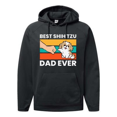 Best Shih Tzu Dad Ever Funny Shih Tzu Performance Fleece Hoodie