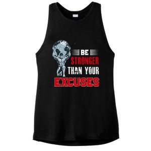 Be Stronger Than Your Excuses Bodybuilding Funny Gift Ladies PosiCharge Tri-Blend Wicking Tank