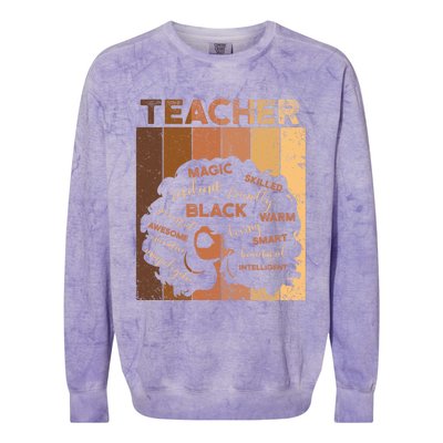 Black Smart Teacher Afro Melanin African American Retro Gift Colorblast Crewneck Sweatshirt