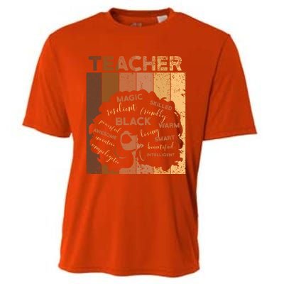 Black Smart Teacher Afro Melanin African American Retro Gift Cooling Performance Crew T-Shirt