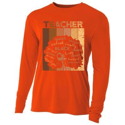 Black Smart Teacher Afro Melanin African American Retro Gift Cooling Performance Long Sleeve Crew