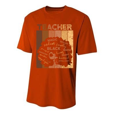 Black Smart Teacher Afro Melanin African American Retro Gift Performance Sprint T-Shirt