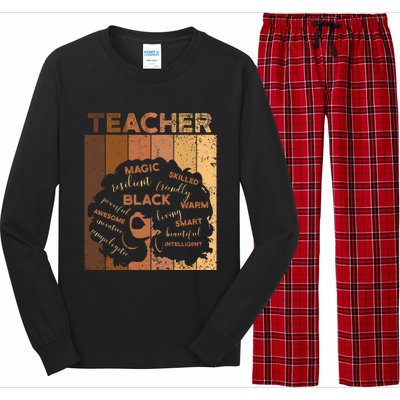 Black Smart Teacher Afro Melanin African American Retro Gift Long Sleeve Pajama Set