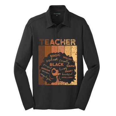 Black Smart Teacher Afro Melanin African American Retro Gift Silk Touch Performance Long Sleeve Polo