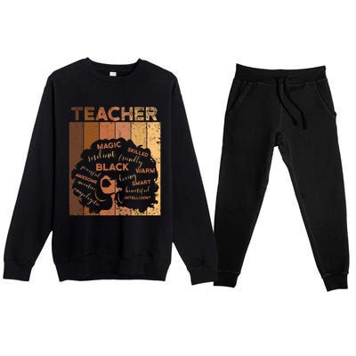 Black Smart Teacher Afro Melanin African American Retro Gift Premium Crewneck Sweatsuit Set