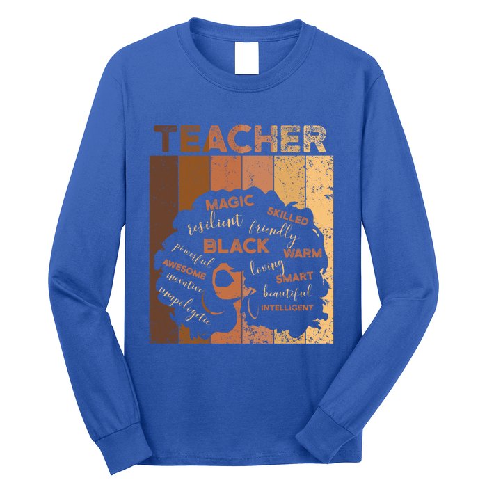 Black Smart Teacher Afro Melanin African American Retro Gift Long Sleeve Shirt