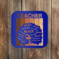 Black Smart Teacher Afro Melanin African American Retro Gift Coaster