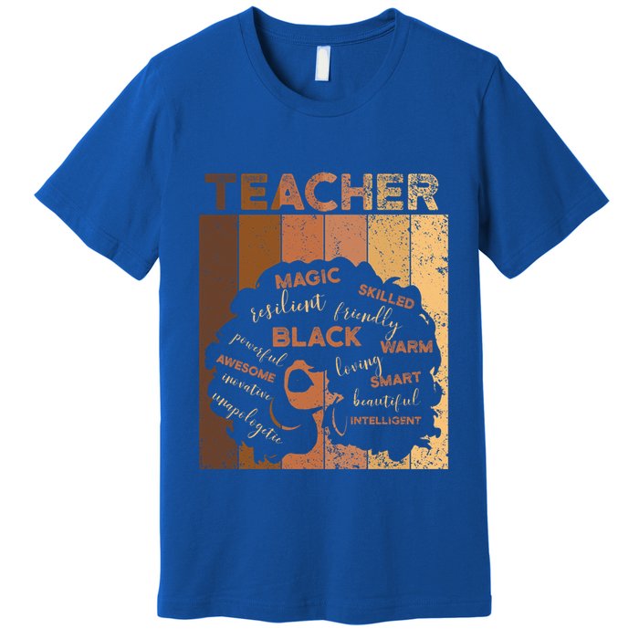 Black Smart Teacher Afro Melanin African American Retro Gift Premium T-Shirt