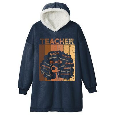 Black Smart Teacher Afro Melanin African American Retro Gift Hooded Wearable Blanket