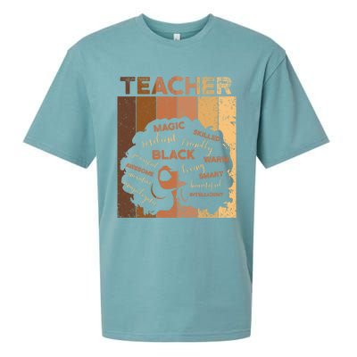 Black Smart Teacher Afro Melanin African American Retro Gift Sueded Cloud Jersey T-Shirt