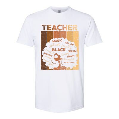 Black Smart Teacher Afro Melanin African American Retro Gift Softstyle CVC T-Shirt