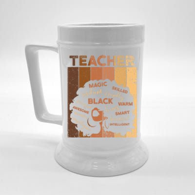 Black Smart Teacher Afro Melanin African American Retro Gift Beer Stein