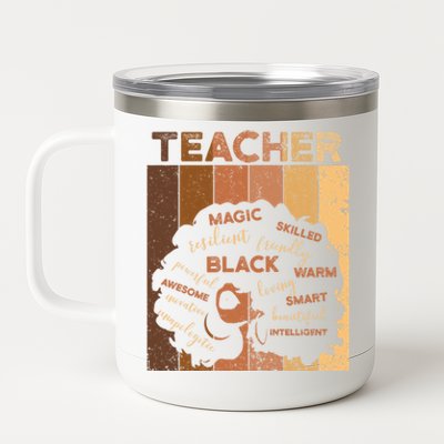 Black Smart Teacher Afro Melanin African American Retro Gift 12 oz Stainless Steel Tumbler Cup